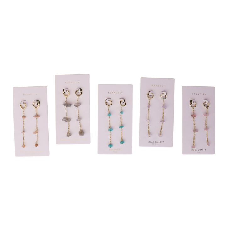 Raw Gemstone Chain Drop Earrings