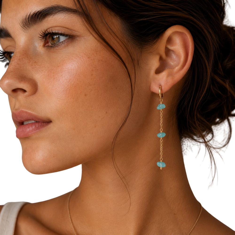Raw Gemstone Chain Drop Earrings