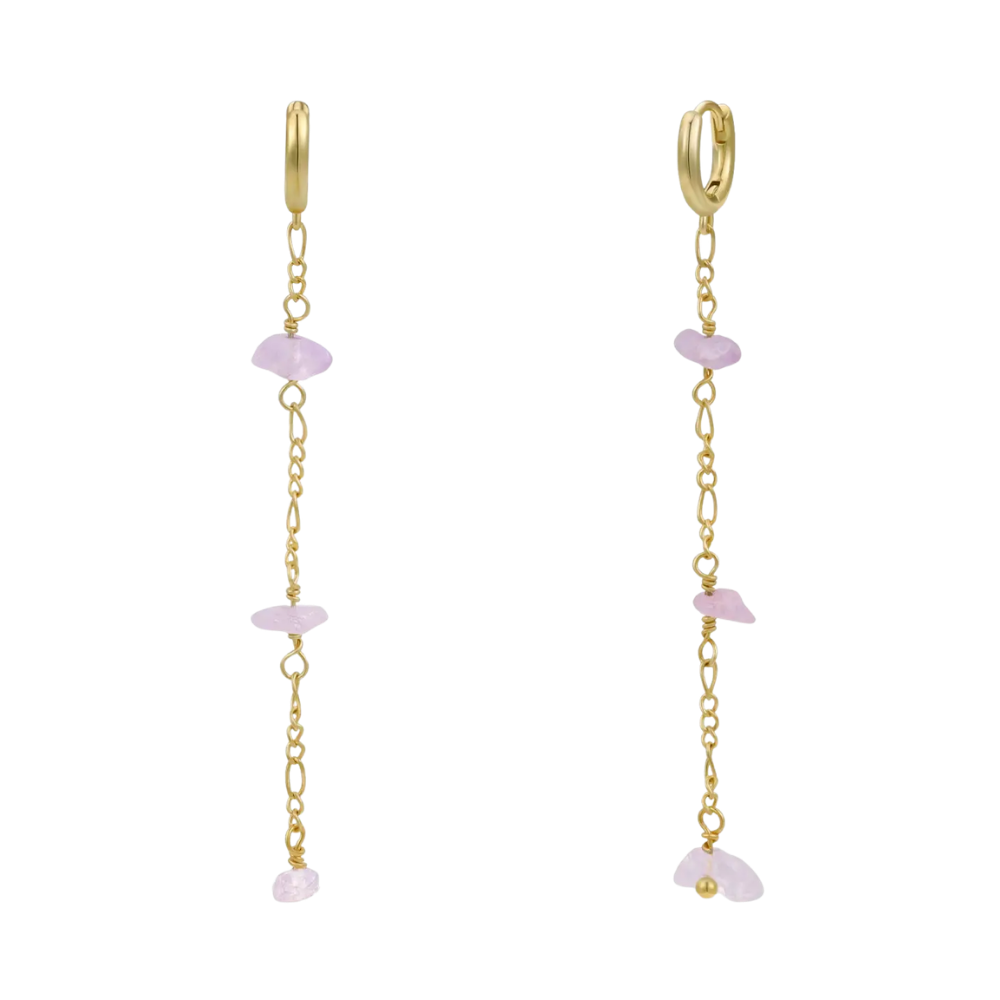 Raw Gemstone Chain Drop Earrings