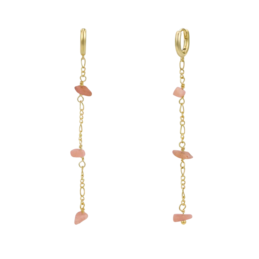 Raw Gemstone Chain Drop Earrings