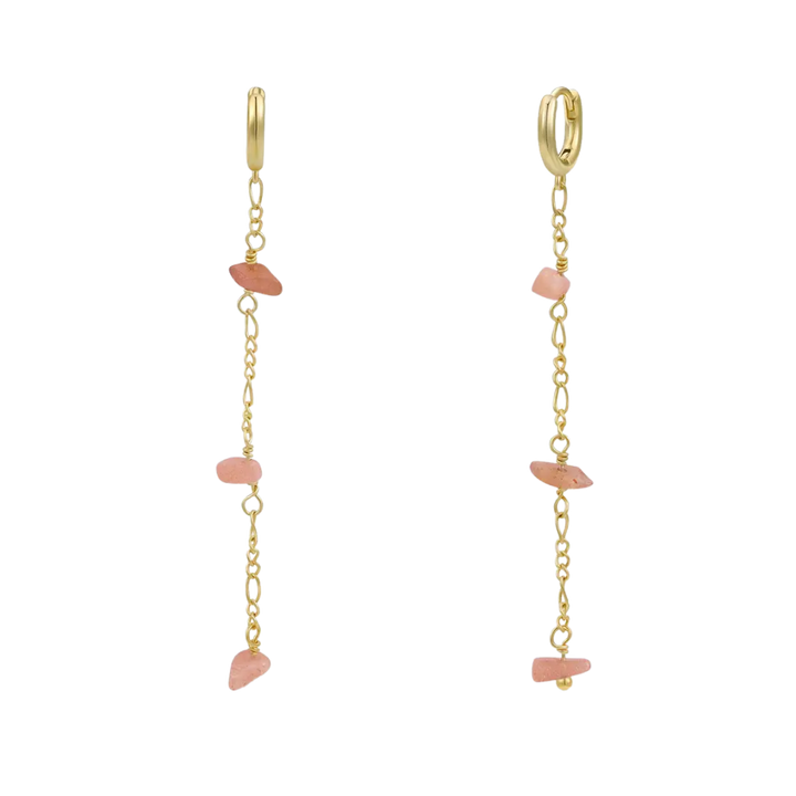 Raw Gemstone Chain Drop Earrings