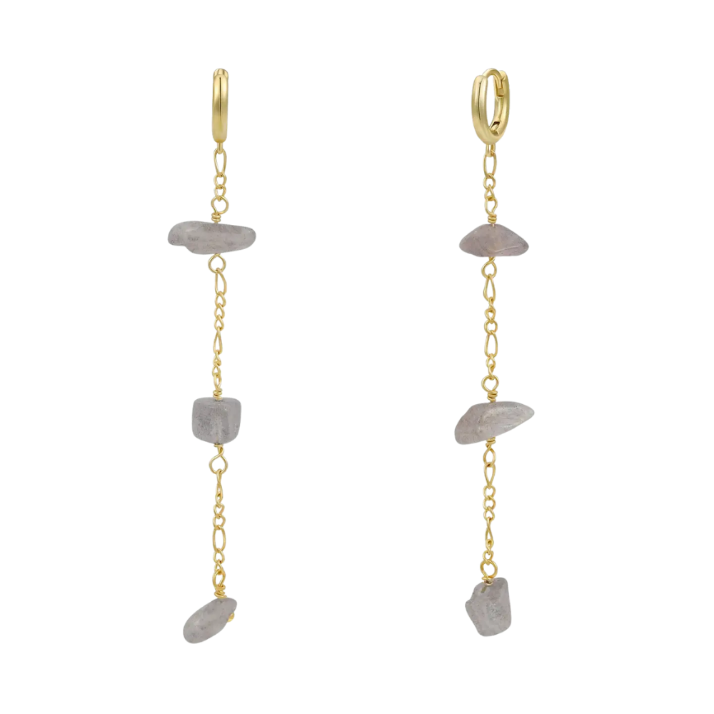 Raw Gemstone Chain Drop Earrings