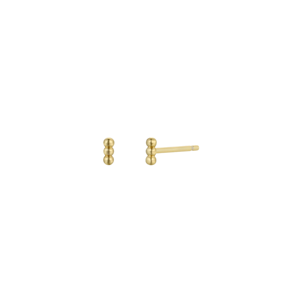 Petite 3 Ball Stud Gold Earrings