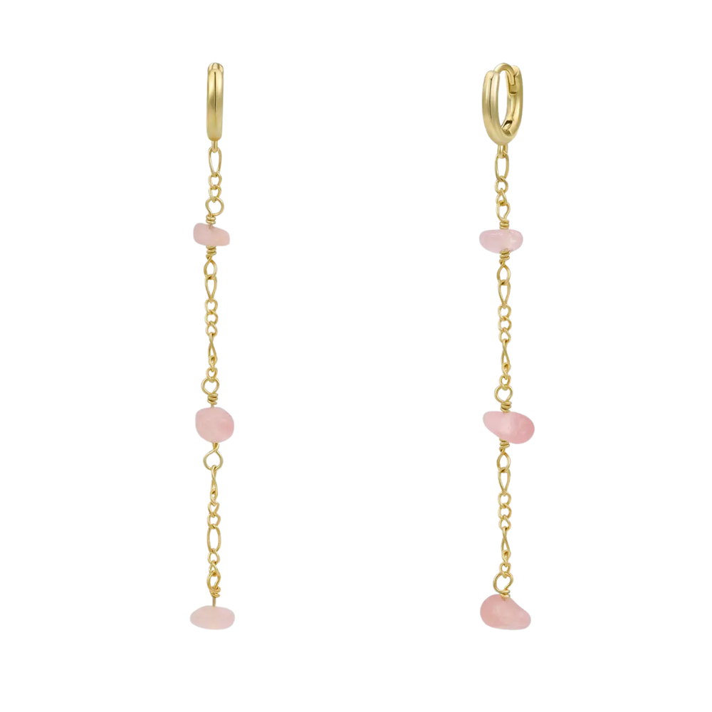 Raw Gemstone Chain Drop Earrings