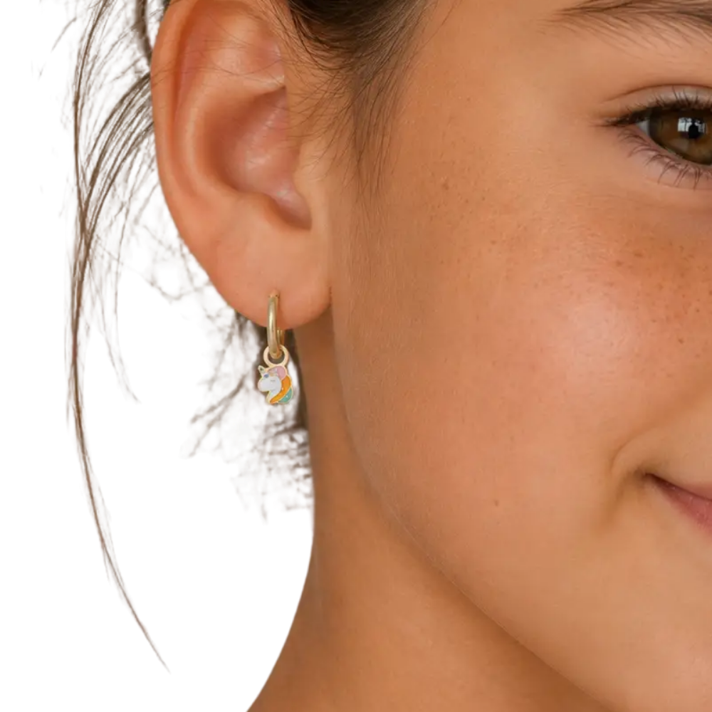 Unicorn Charm Hoop Earrings