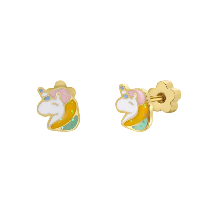 Unicorn Enamel Flat Back Earrings