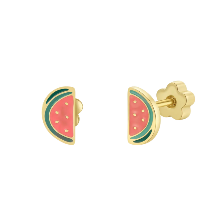 Watermelon Enamel Flat Back Earrings