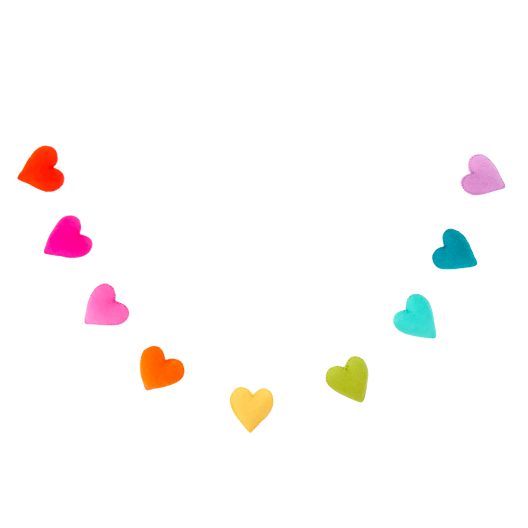Rainbow Hearts Felt Garland