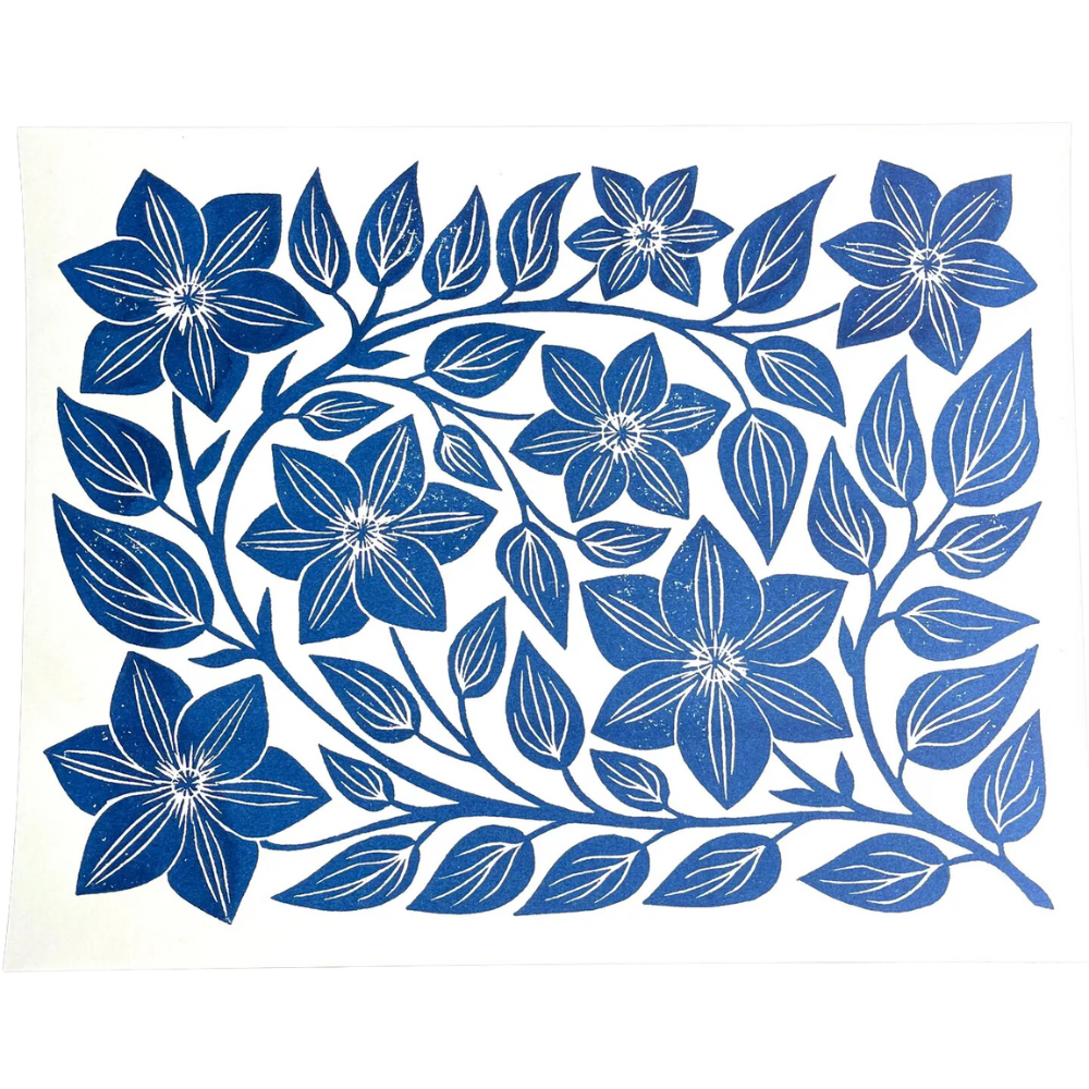 Garden Series: Navy Clematis Risograph Print