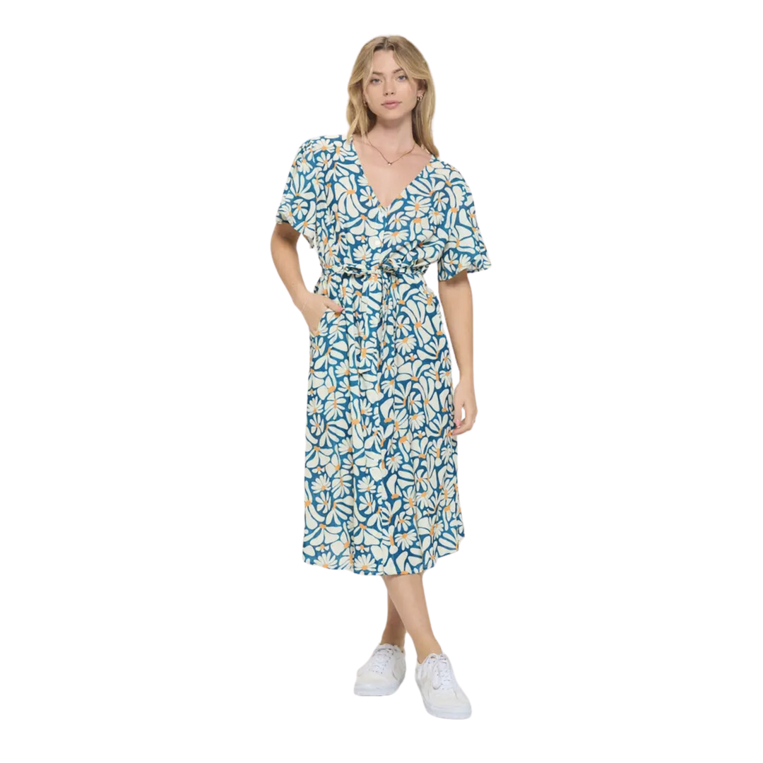 Floral Petals Print Midi Dress