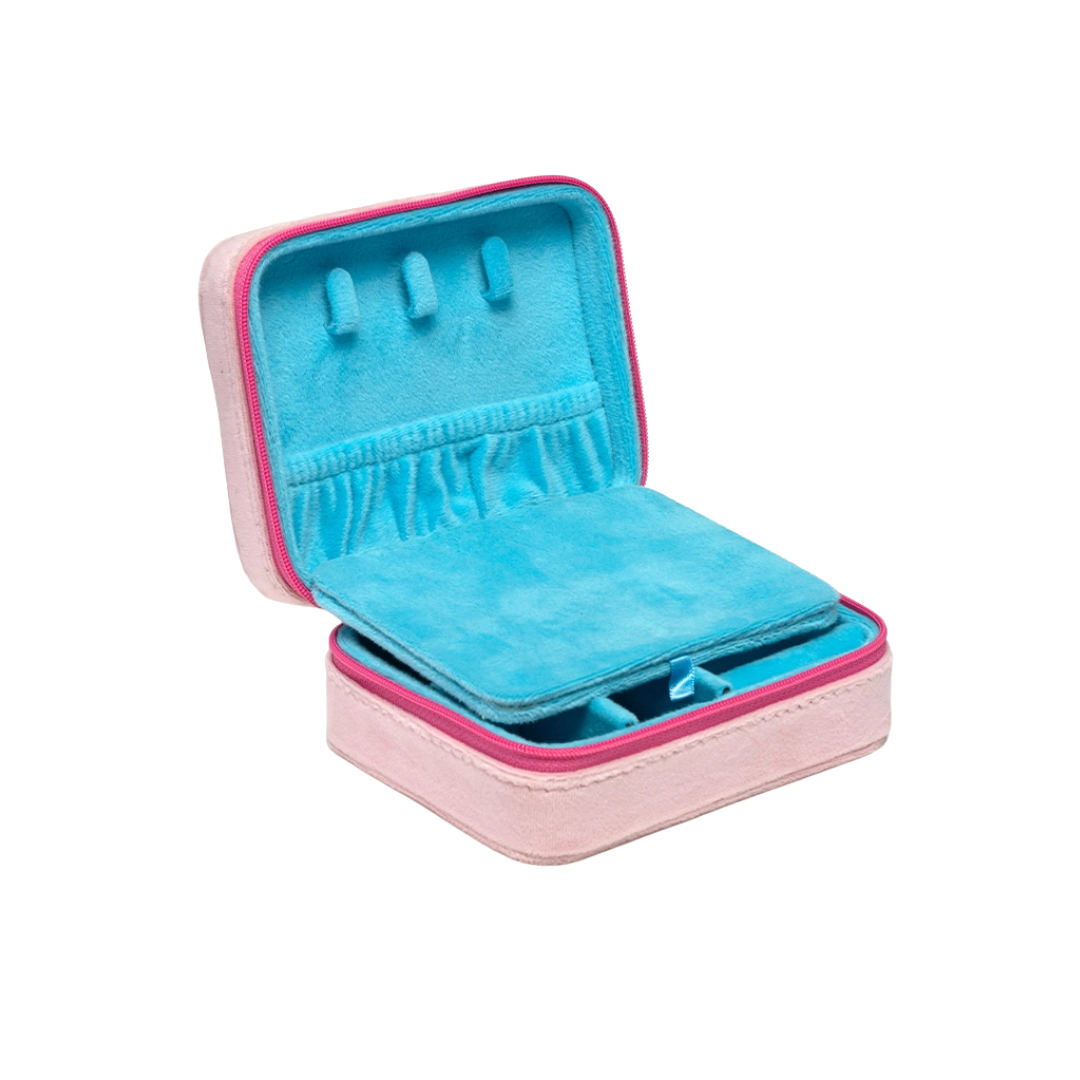 Velvet Jewelry Zip Case - Feminine Florals Pink