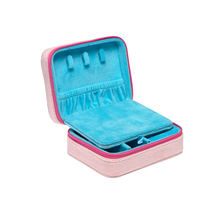 Velvet Jewelry Zip Case - Feminine Florals Pink