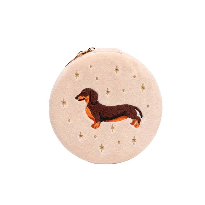 Velvet Jewelry Zip Case - Weiner Dog