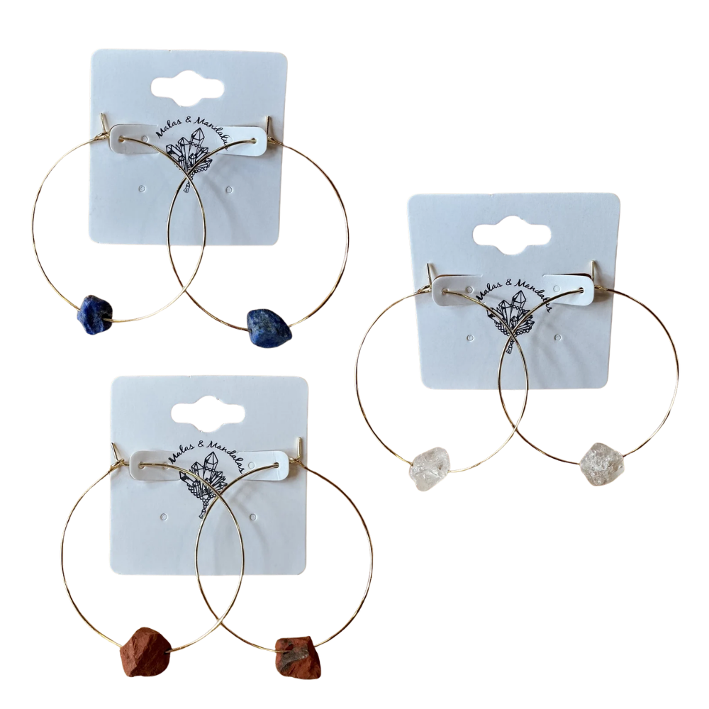 Gemstone Hoop Earrings