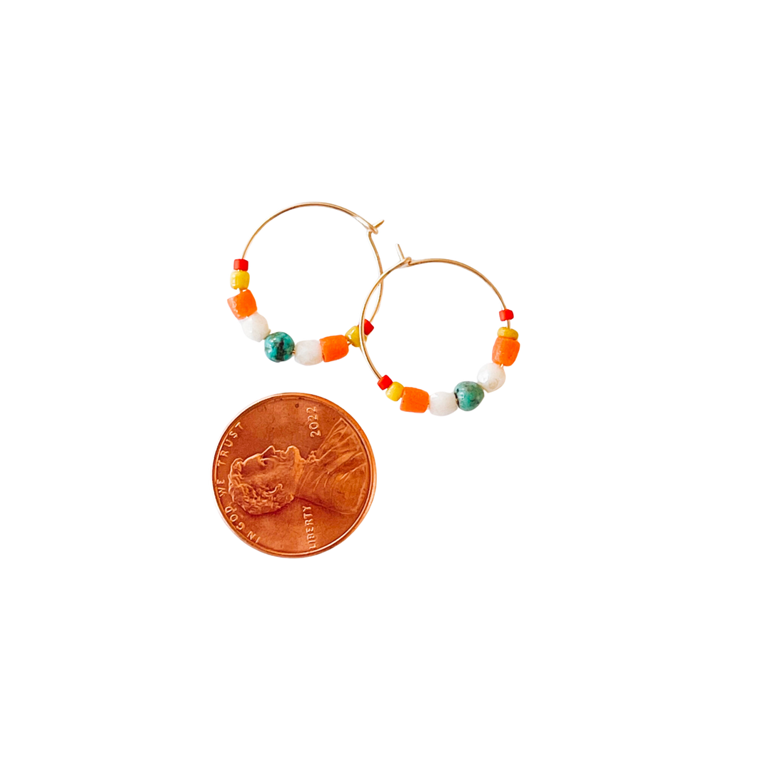 Small Turquoise Gold Filled Hoops