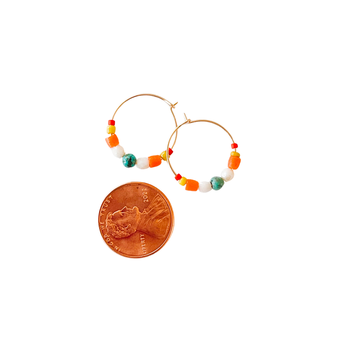Small Turquoise Gold Filled Hoops
