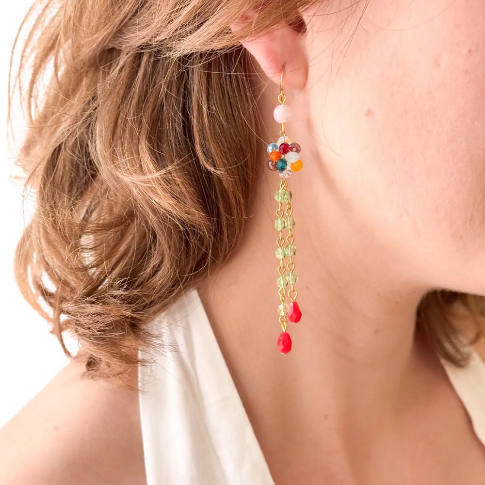 Colorful Crystal Cluster Drop Earrings