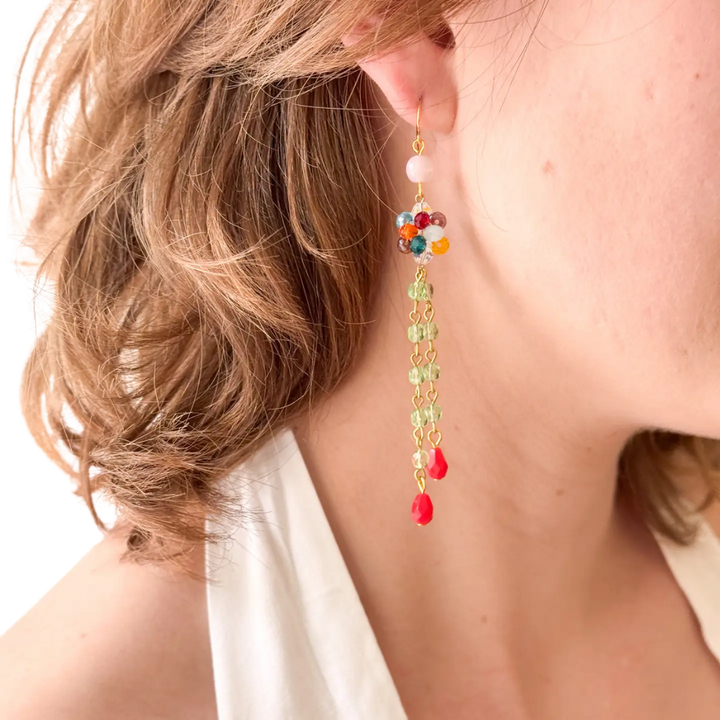 Colorful Crystal Cluster Drop Earrings