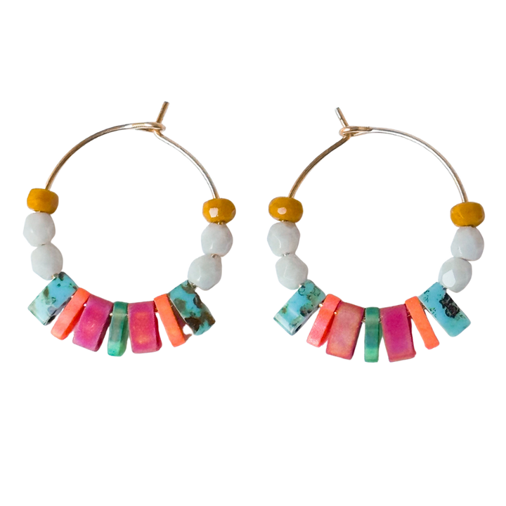 Small Boho Gold Filled Hoops with Miyuki Tila Beads