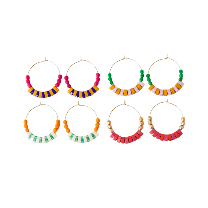 Boho Medium Gold Filled Hoops with Miyuki Tila Beads