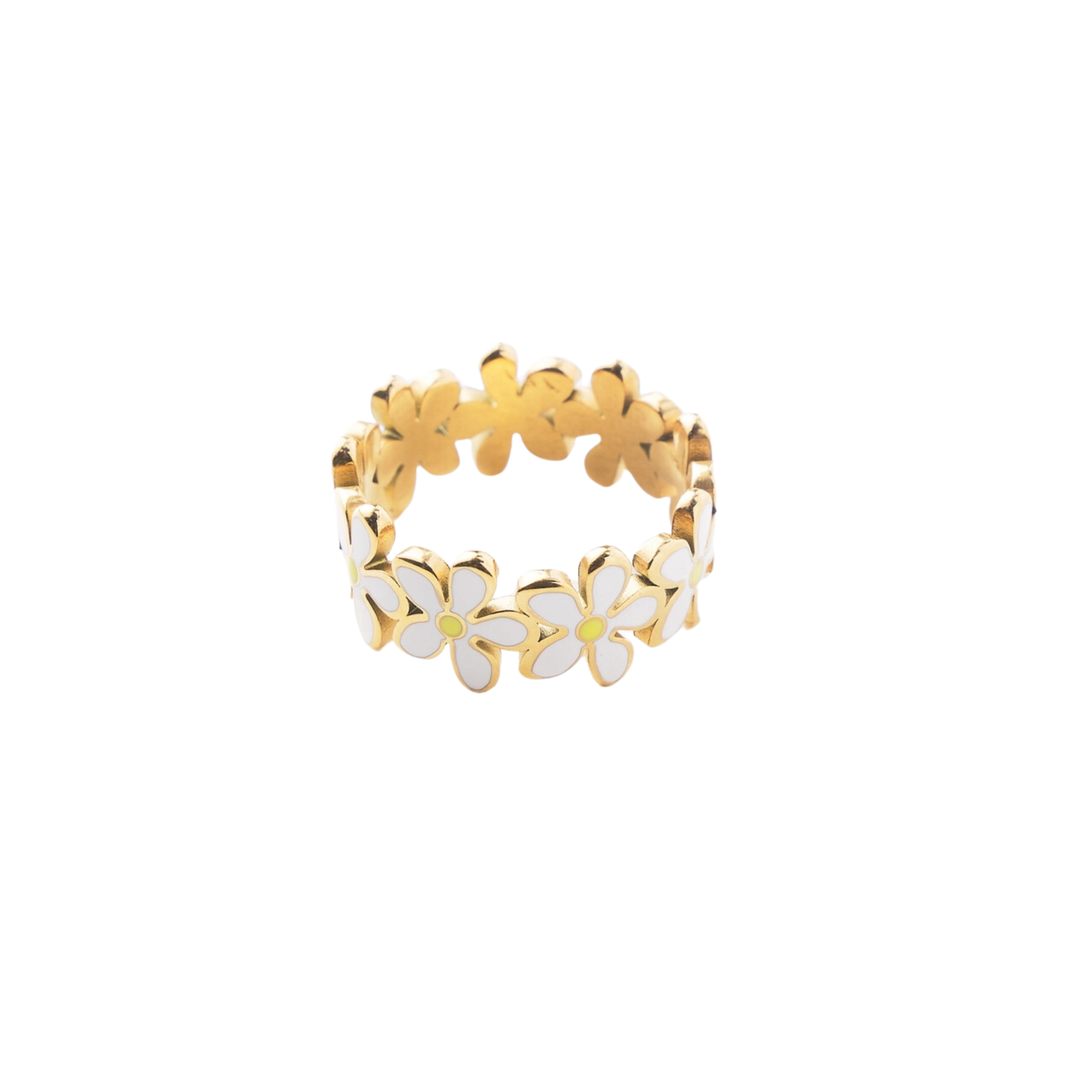 White Daisy Ring - Waterproof
