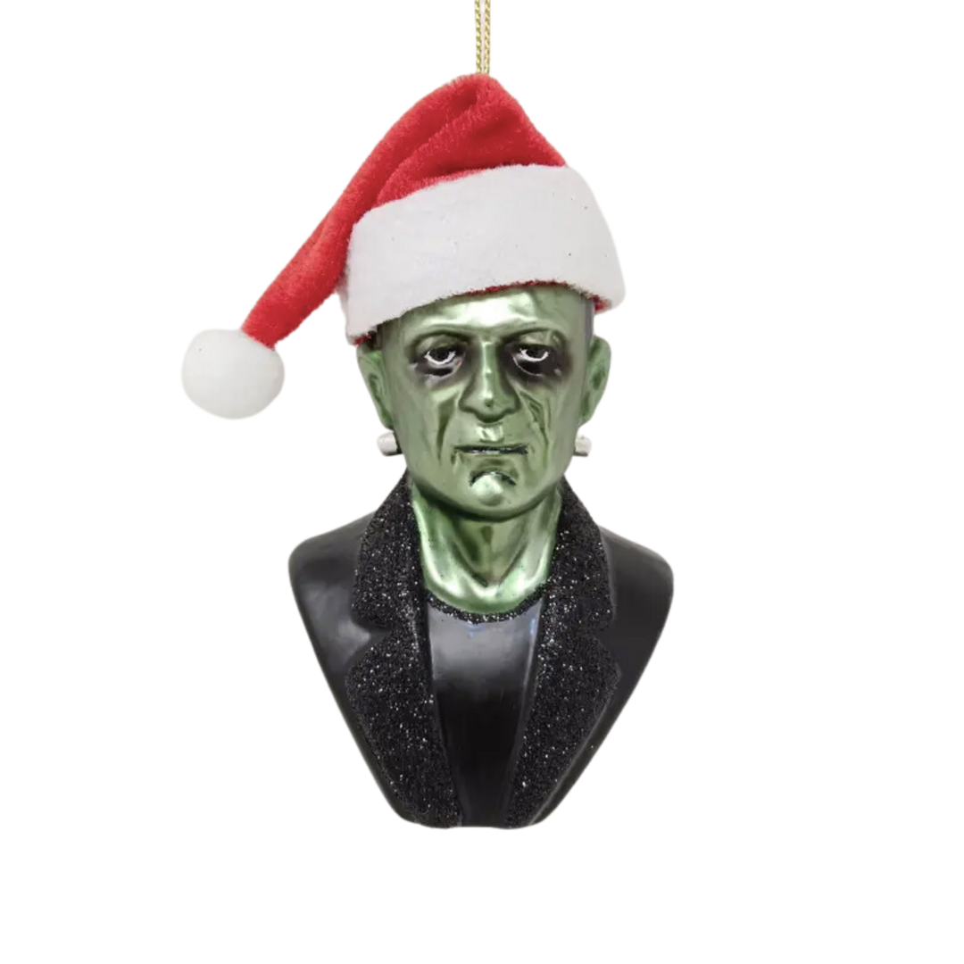 Frankenstein Santa Glass Christmas Ornament