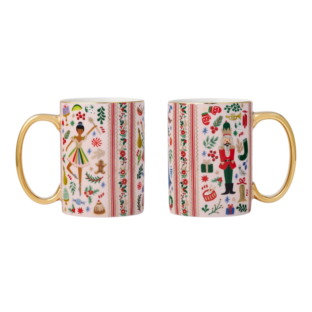 Holly Jolly Nutcracker Porcelain Mug (Set of 2)