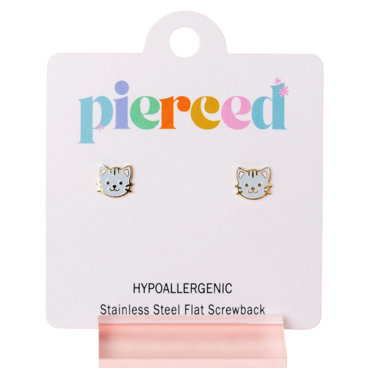 Gray Cat Earrings