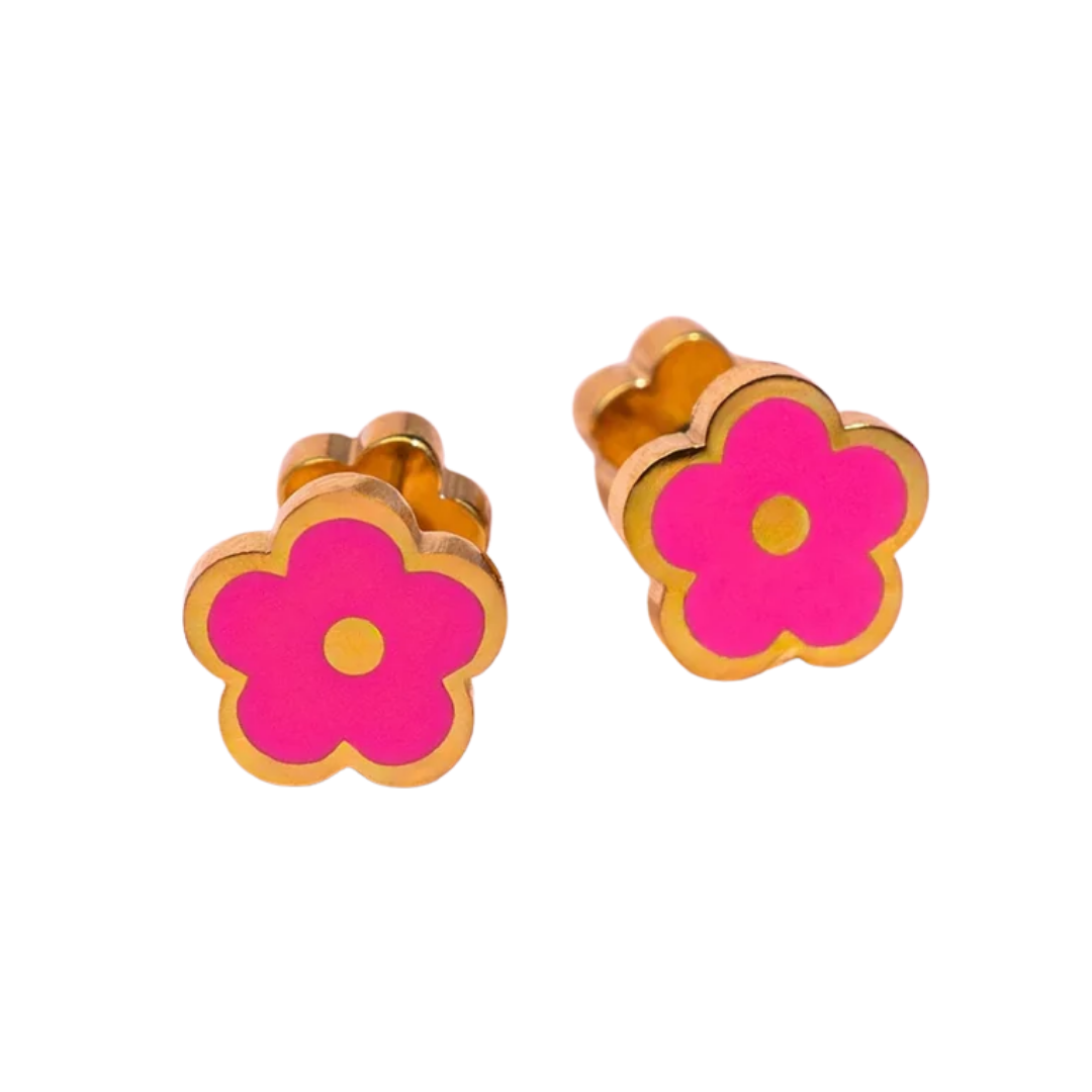 Hot Pink Flower Earrings