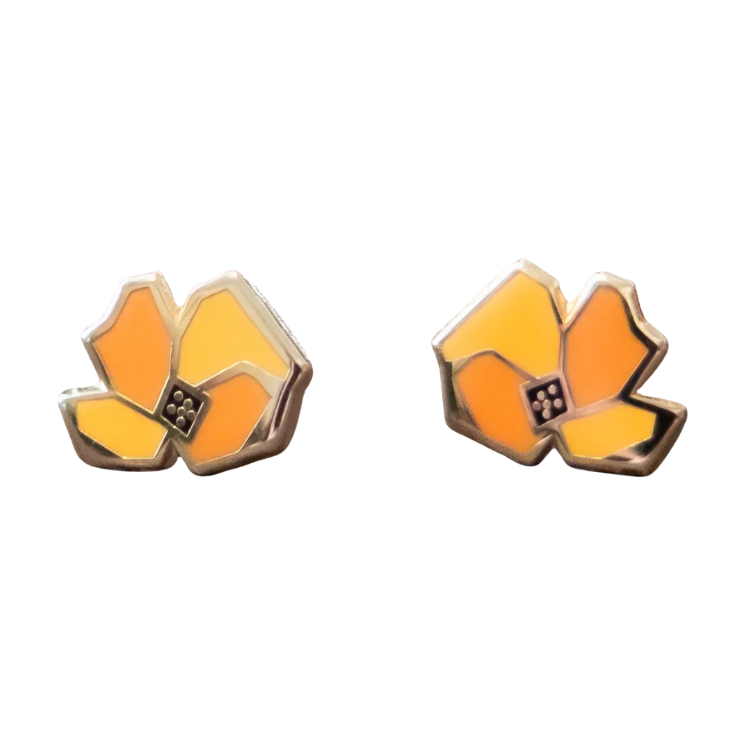 Yellow Poppy Stud Earrings