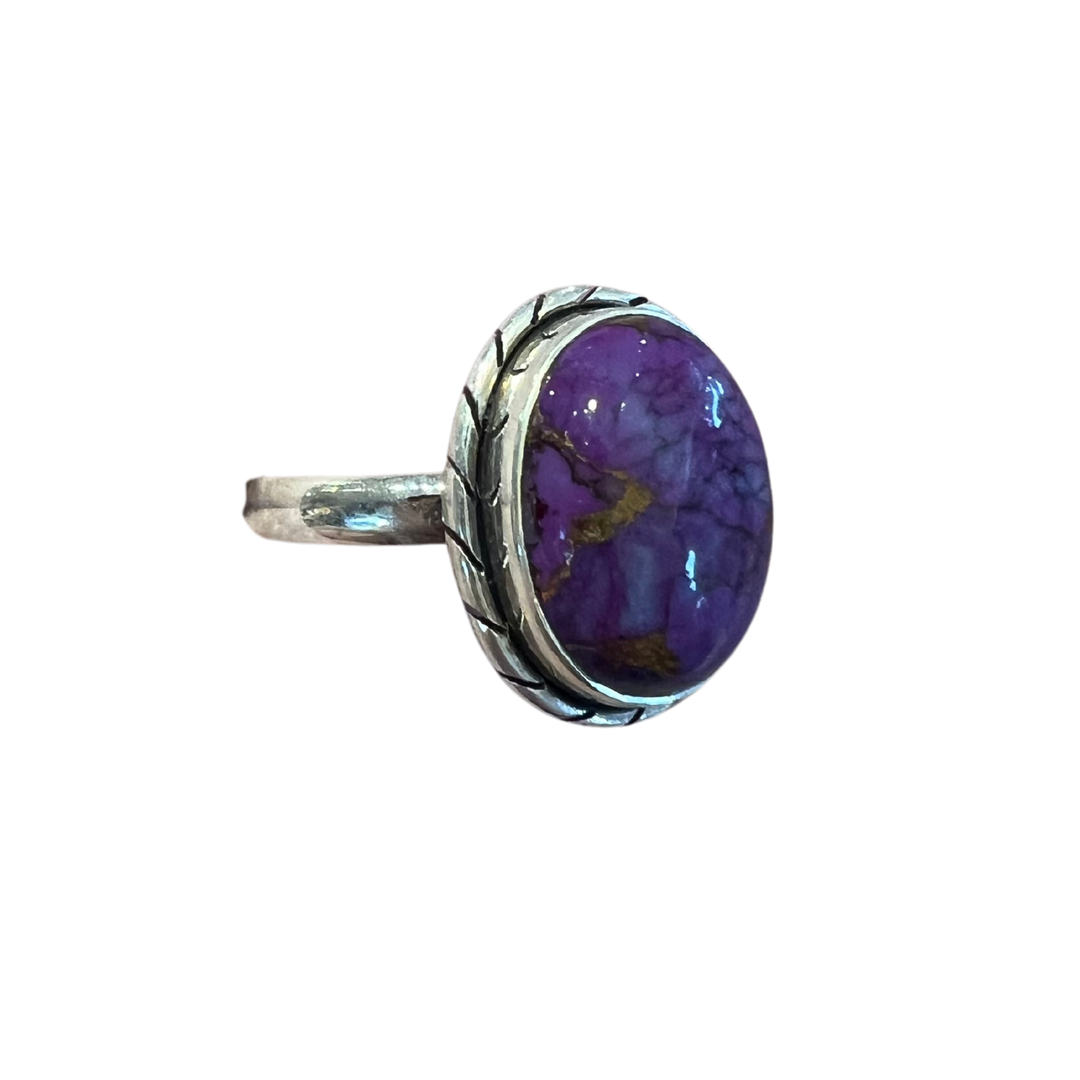 Oval Amethyst 925 Sterling Silver Ring - Size 10