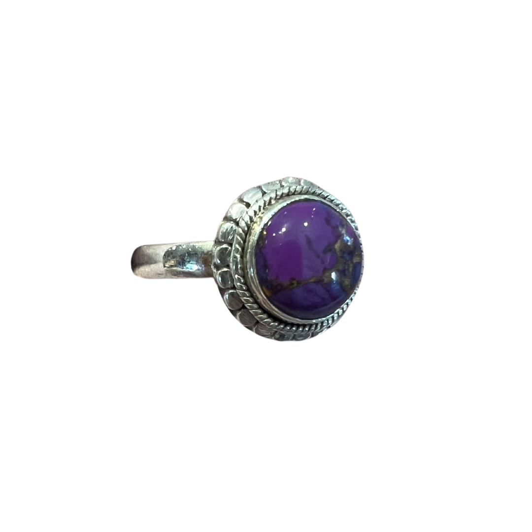 Circle Amethyst 925 Sterling Silver Ring - Size 7