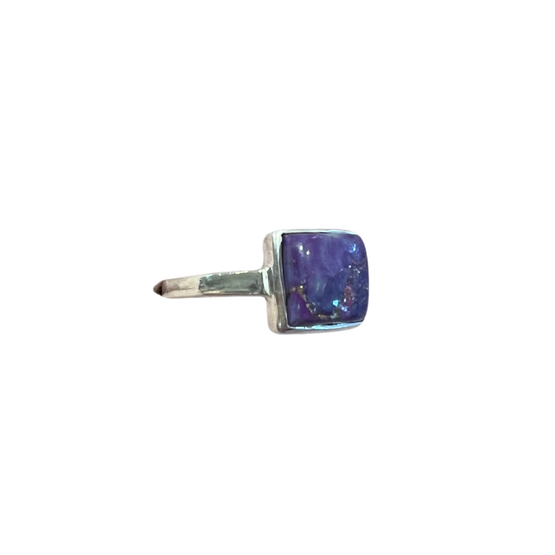 Square Amethyst 925 Sterling Silver Ring - Size 8
