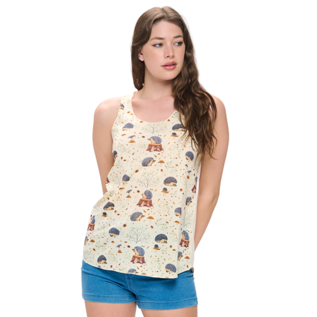 Hedgehog Print Tank Top