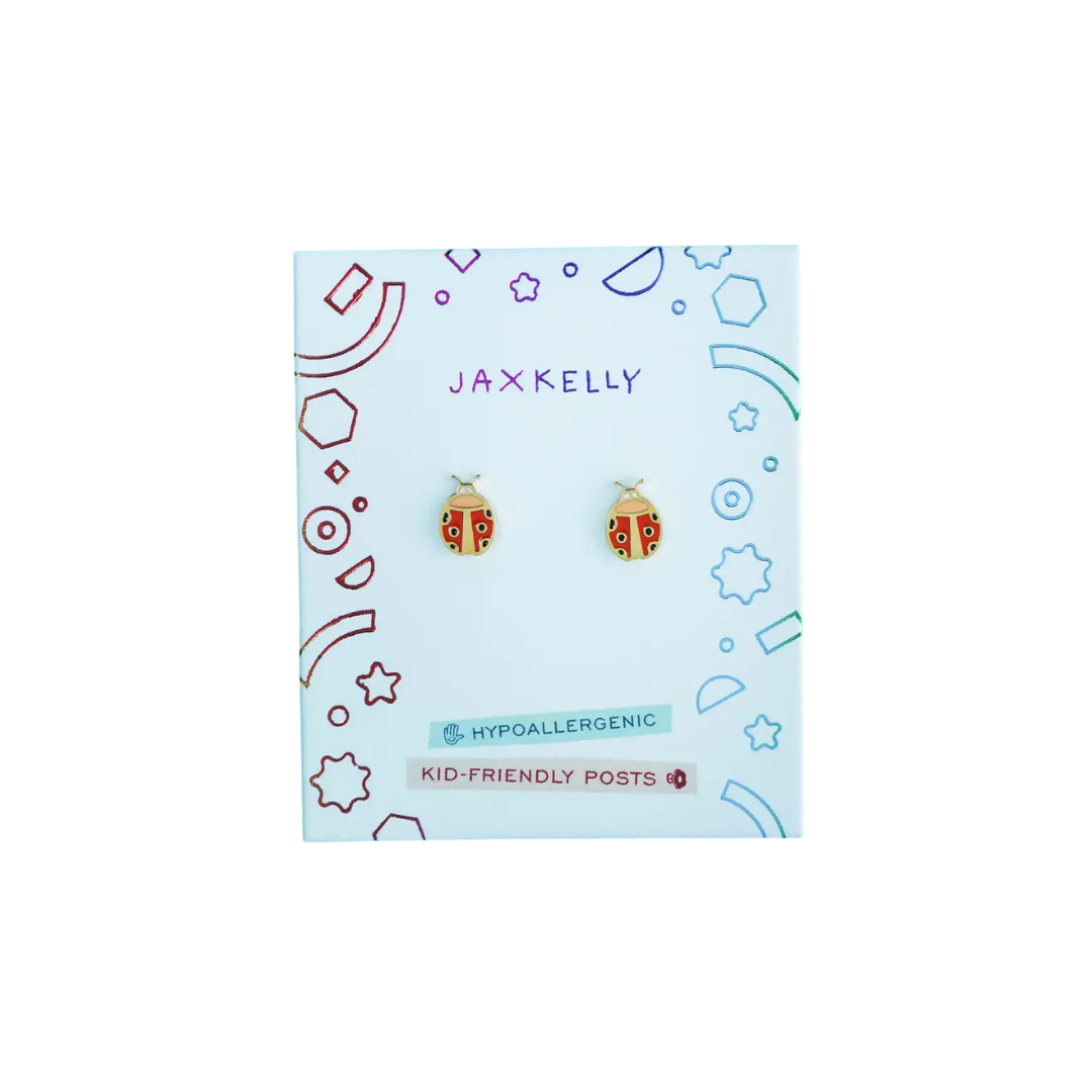 Ladybug Enamel Flat Back Kids Earrings