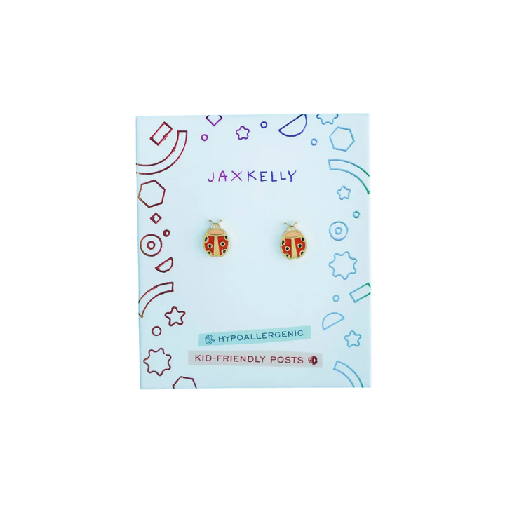 Ladybug Enamel Flat Back Kids Earrings