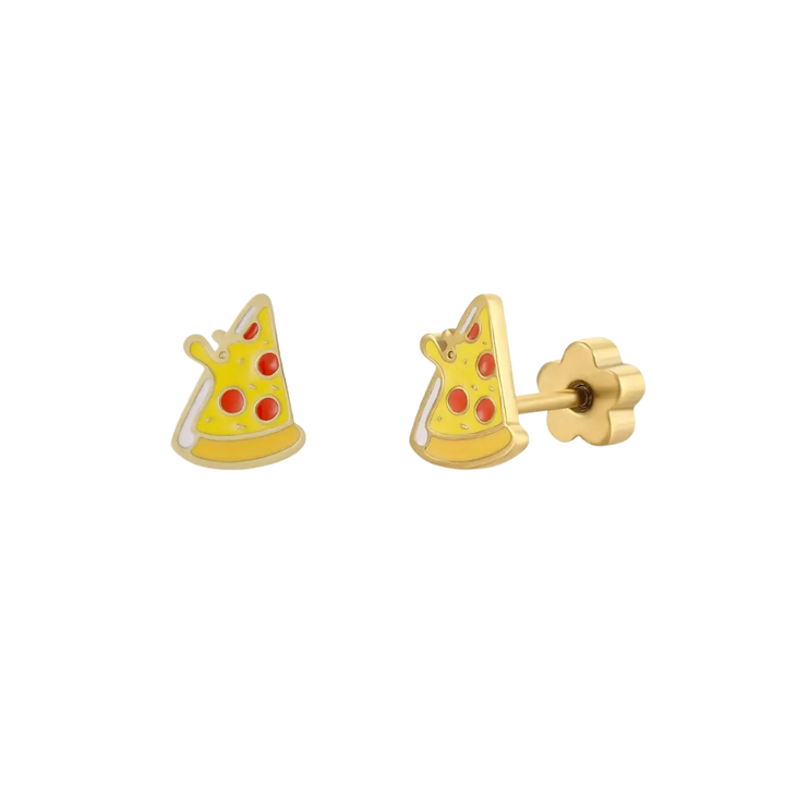 Pizza Enamel Flat Back Kids Earrings