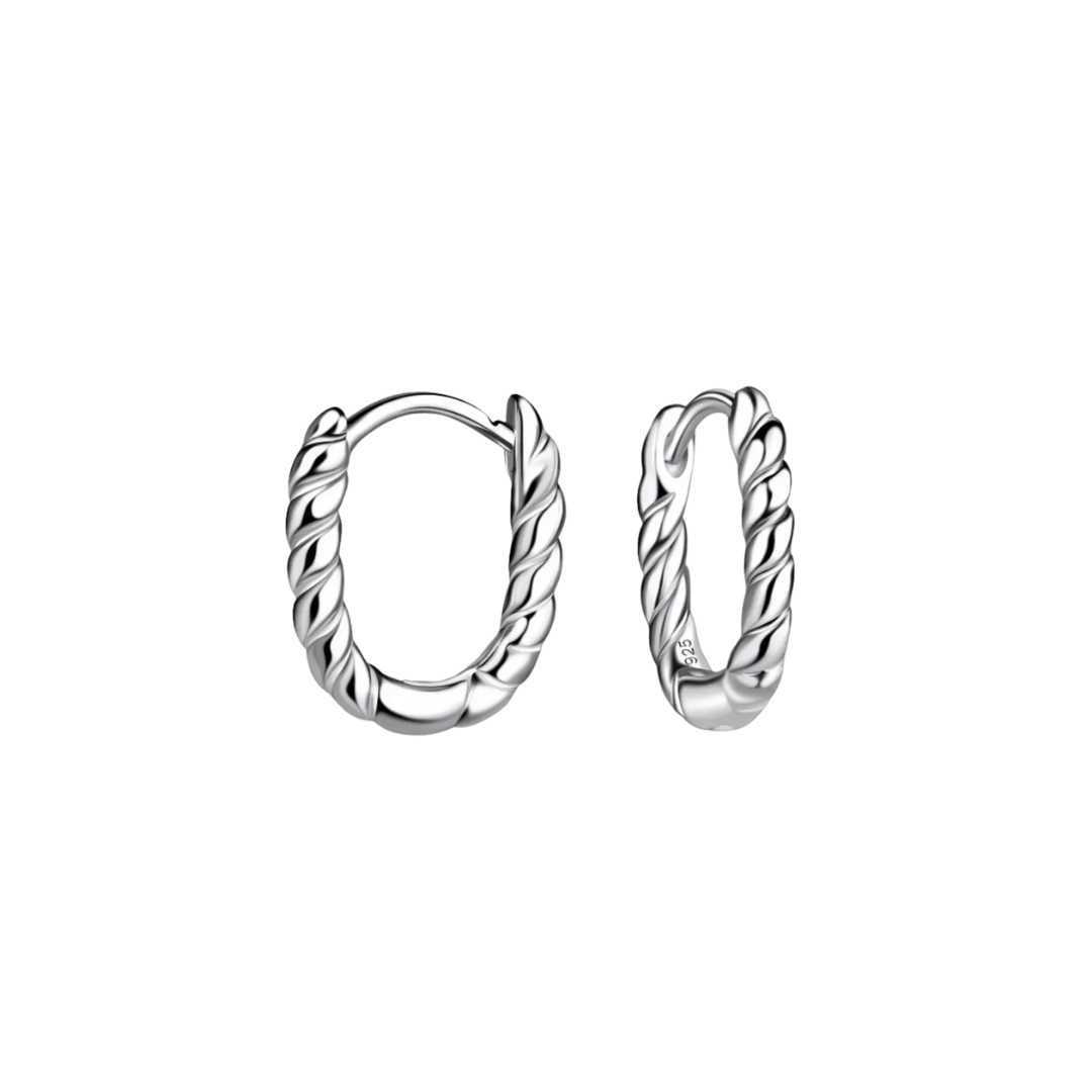 Silver Twisted Oval Link Clicker Huggies