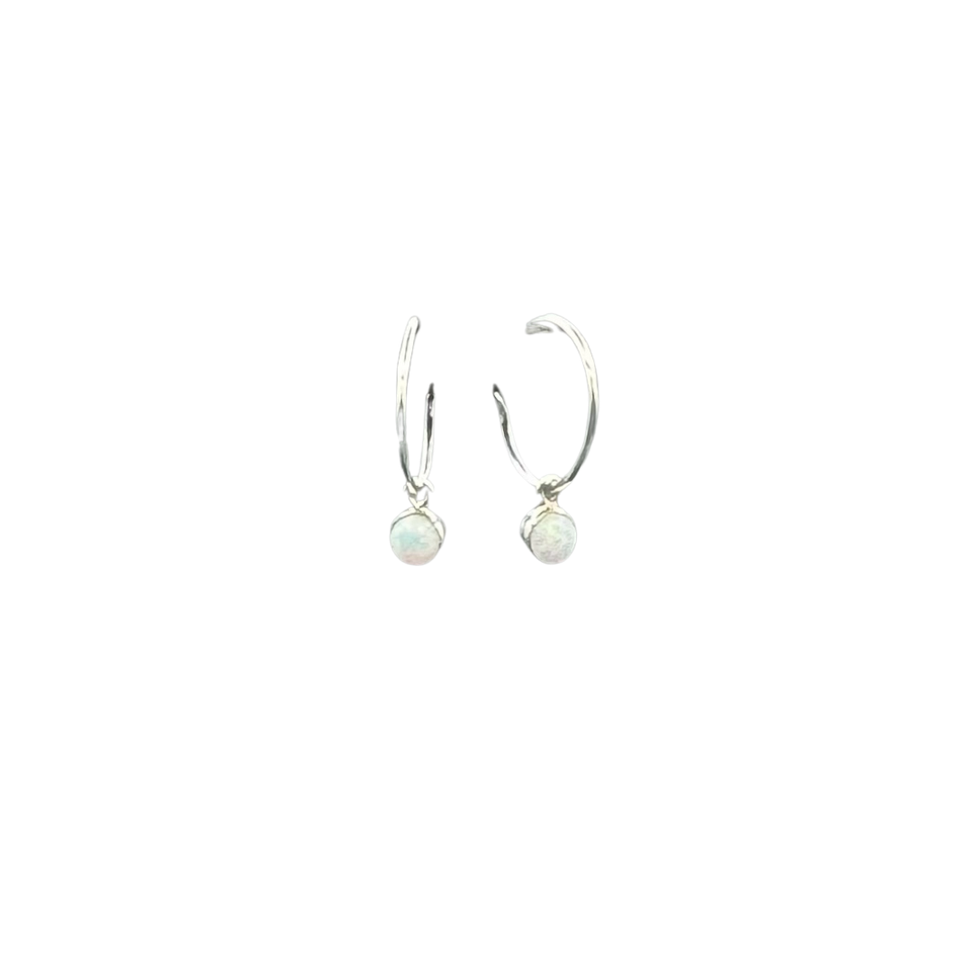 Little Opal Bezel Hoops