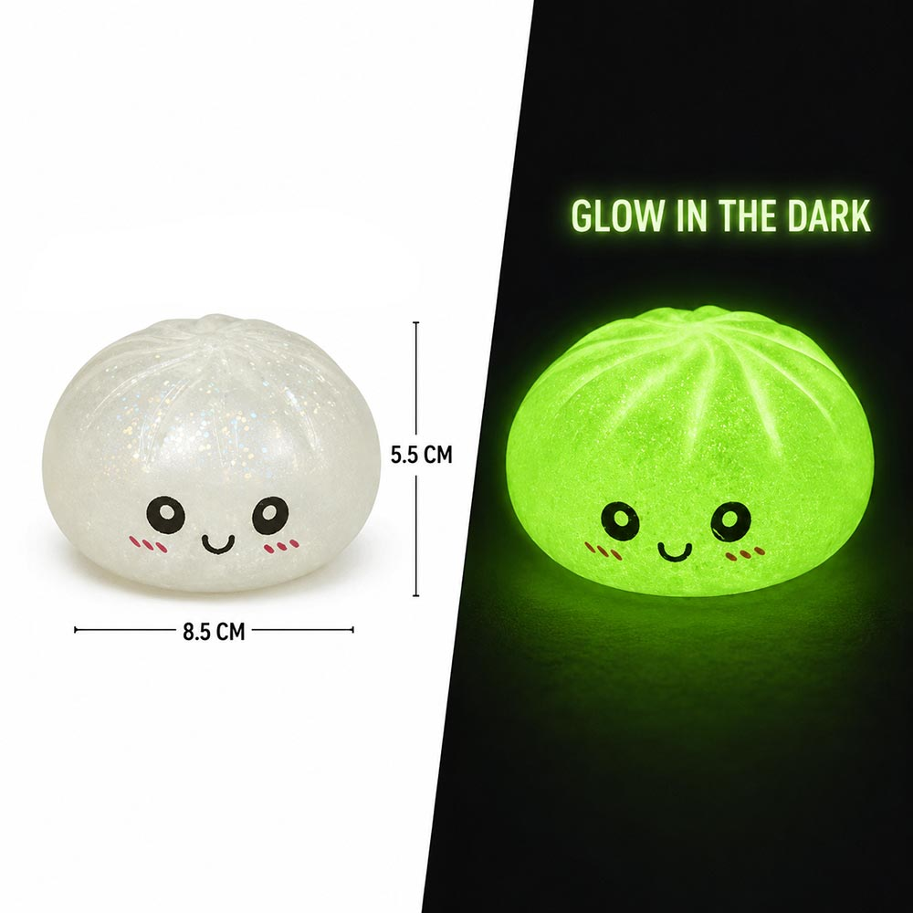 Glow in the Dark Bao Bun Dumpling Squeeze Squishy Stress Relief Toy