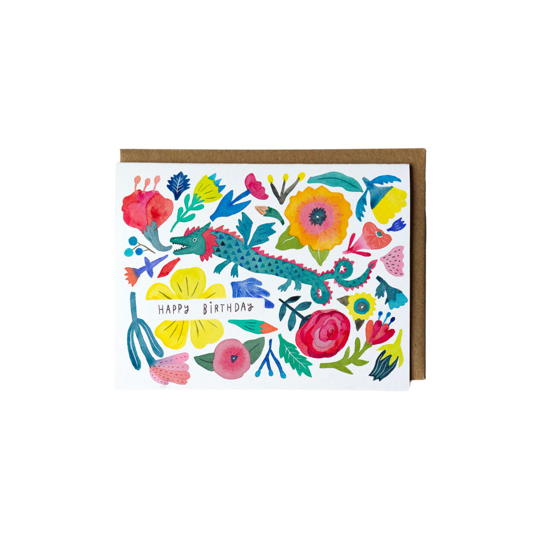 Dragon Flower Birthday Card