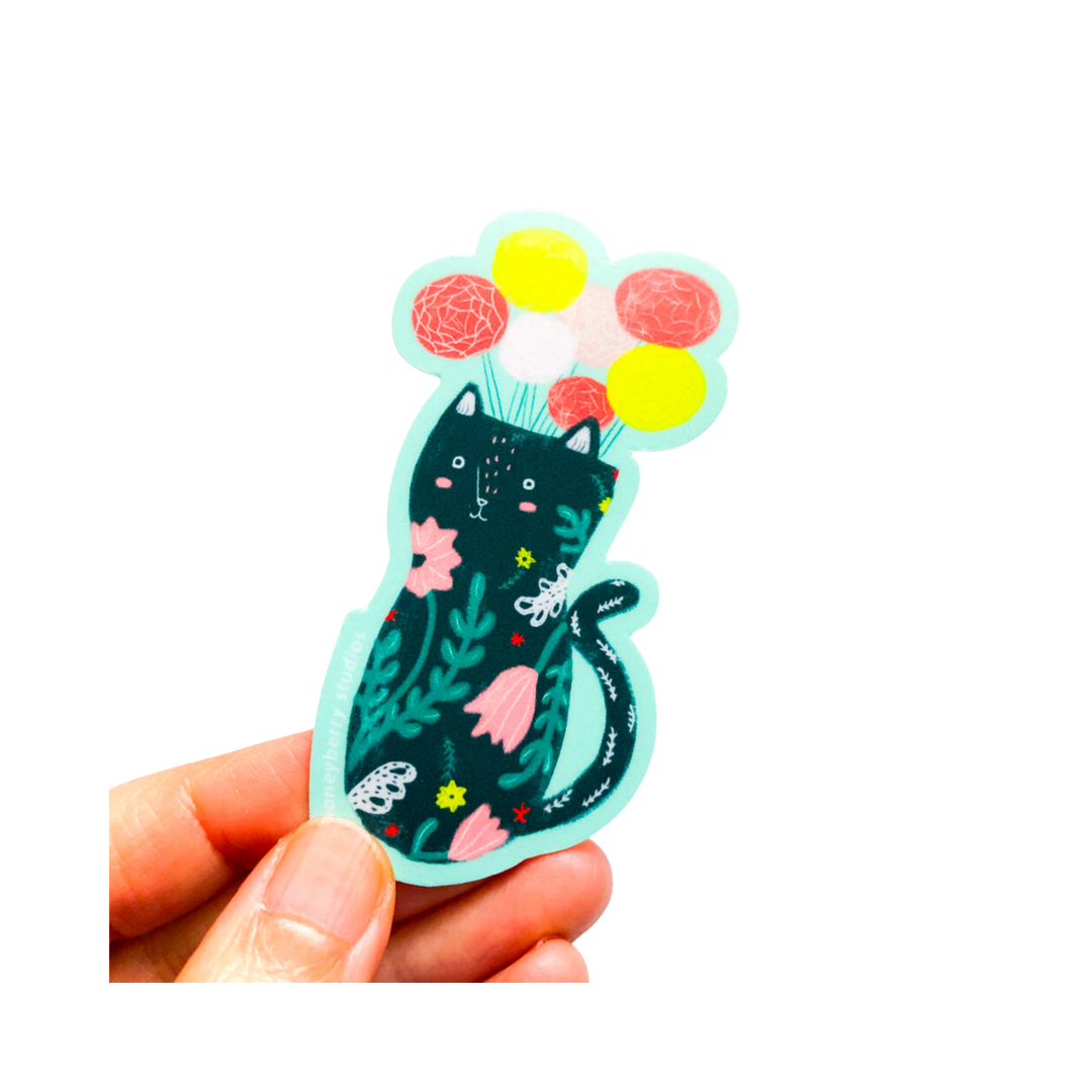 Kitty Flower Vase Sticker
