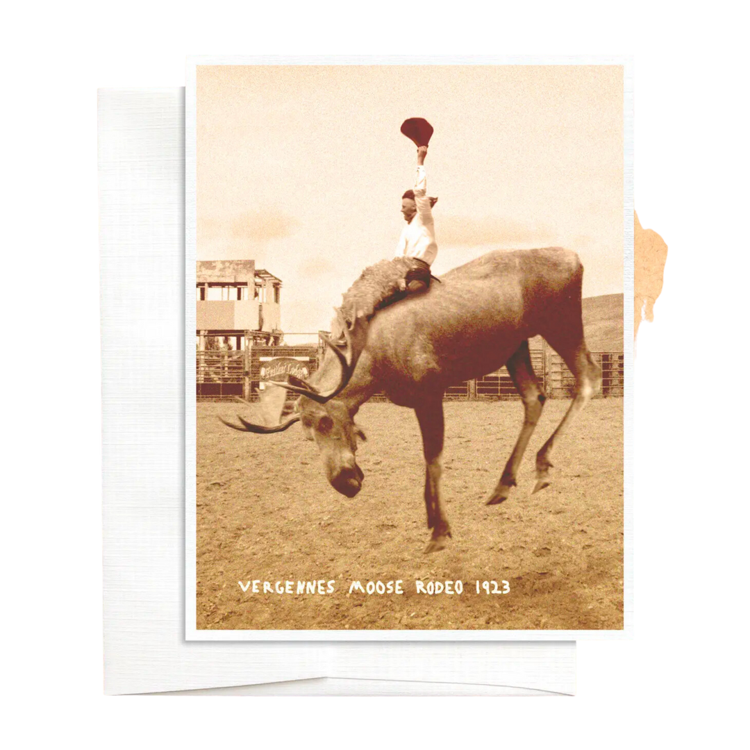 Moose Rodeo Funny Animal Greeting Card