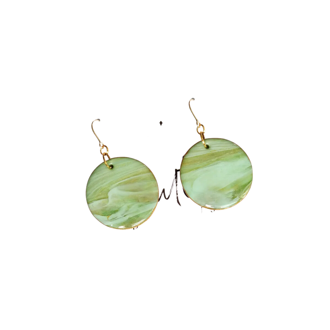 Faux Jadeite Circle Dangles