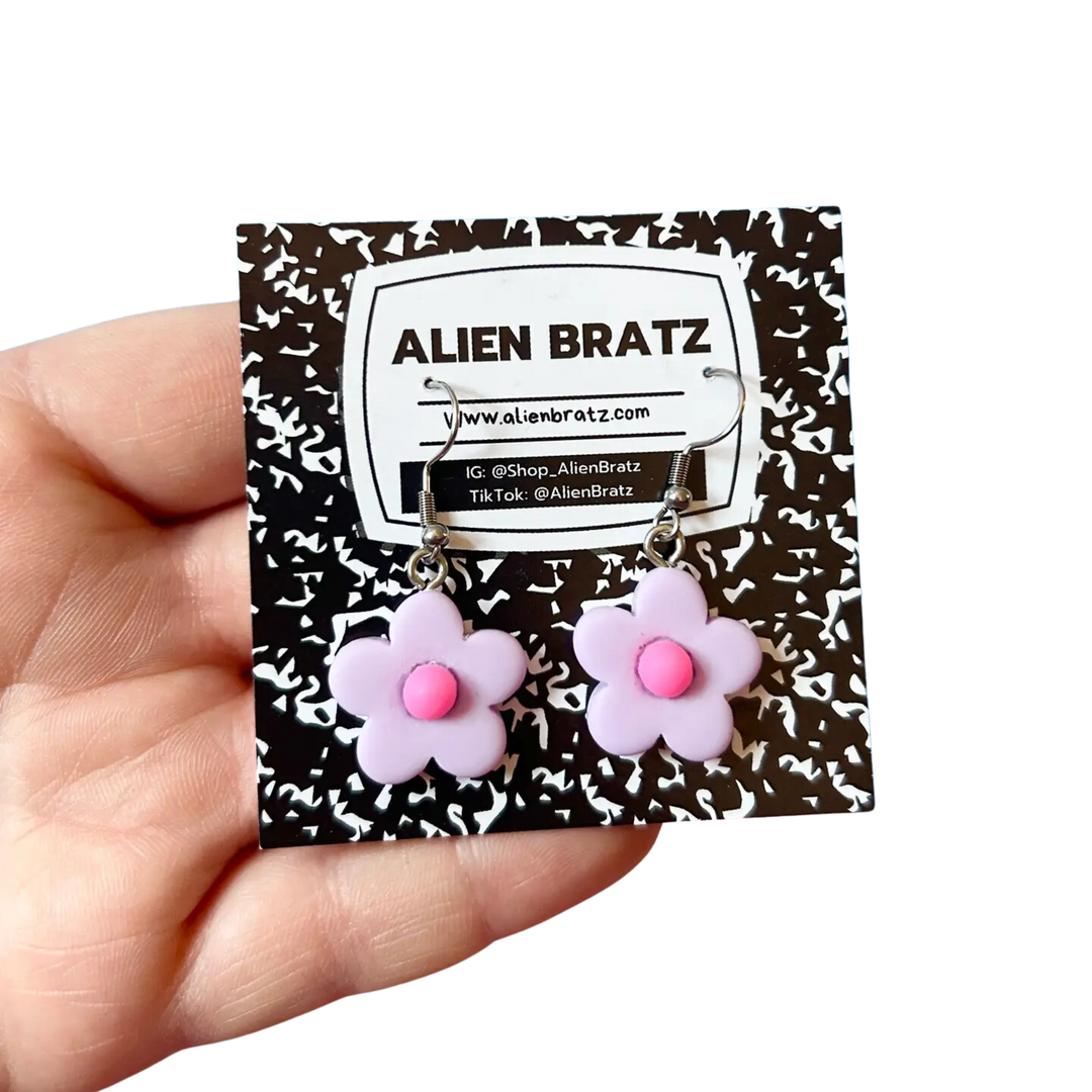 Clay Pastel Purple Daisy Earrings