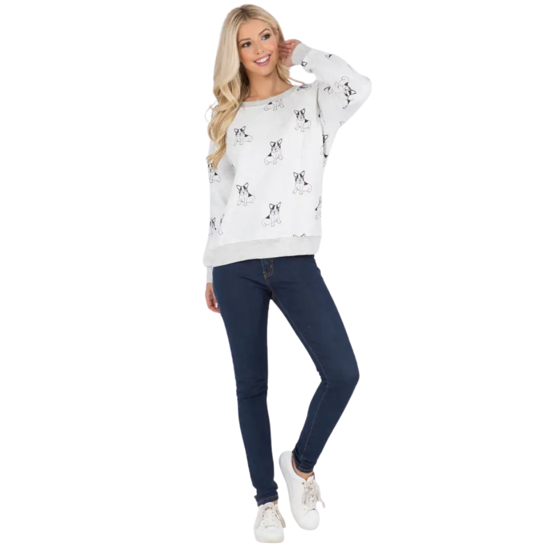 Frenchie Dog Print Sweatshirt