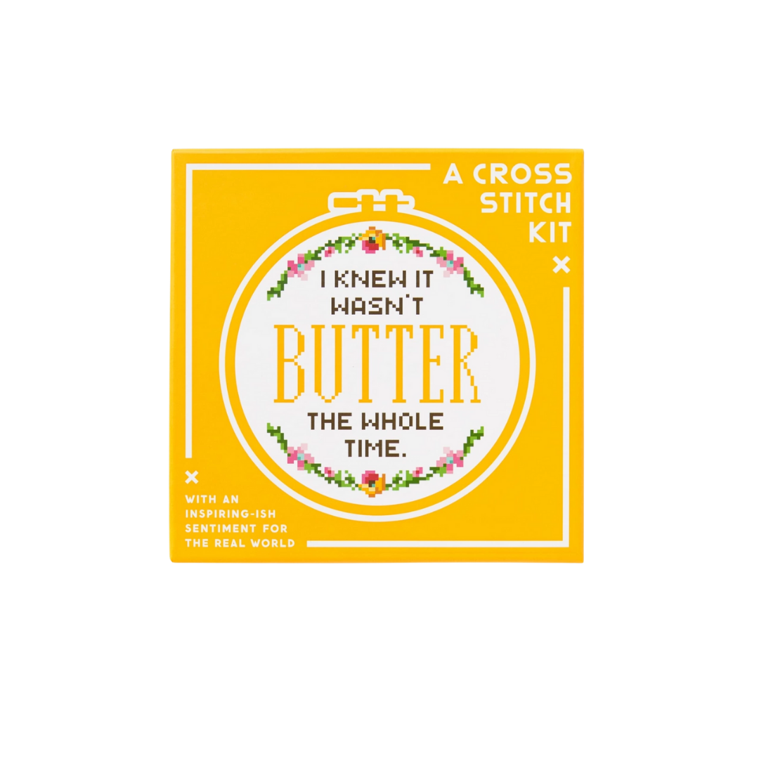 Brass Monkey I Knew It Wasn't Butter Cross Stitch Kit
