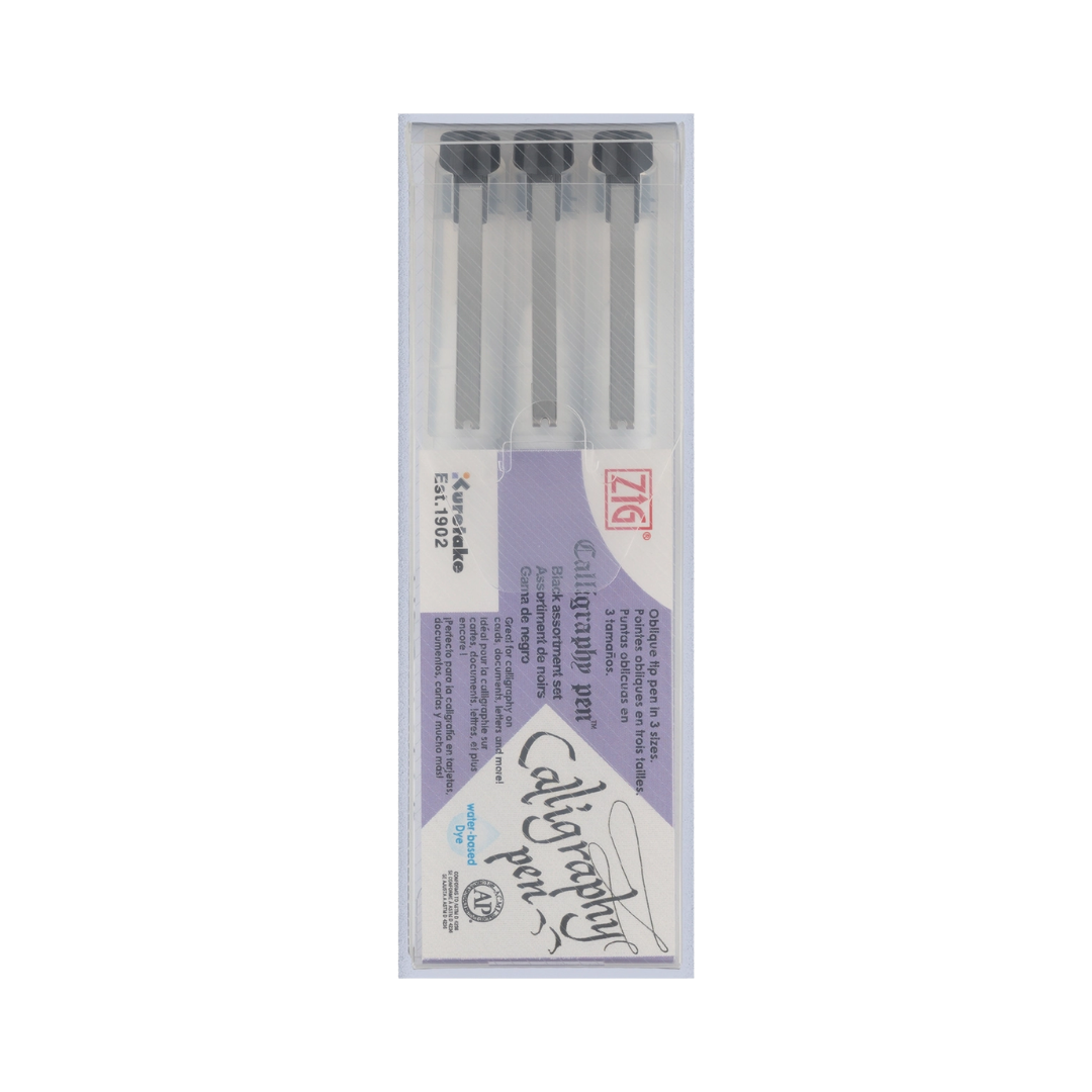 Zig® Calligraphy Pens — 3-Pack (Black, Oblique Nibs)