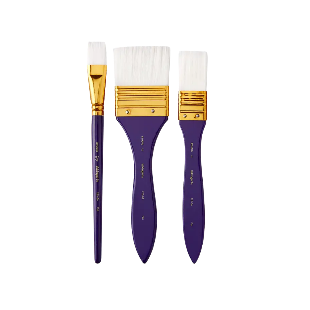 Studio White Nylon Brush Set - 3 Pieces