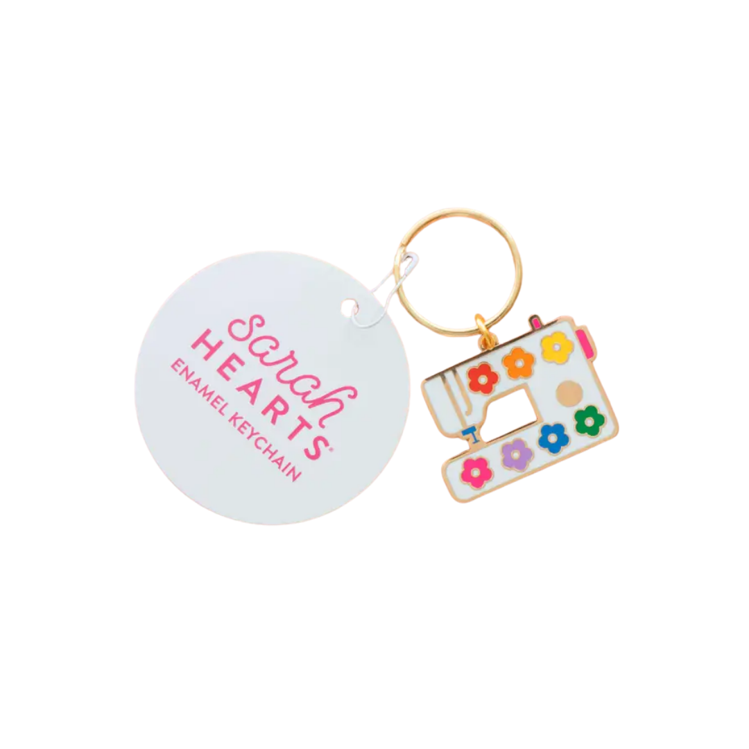 Daisy Sewing Machine Enamel Keychain - Bag Charm